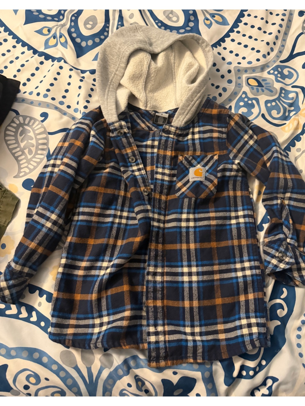 Carhartt Blue & Brown Plaid Flannel Shirt Jacket